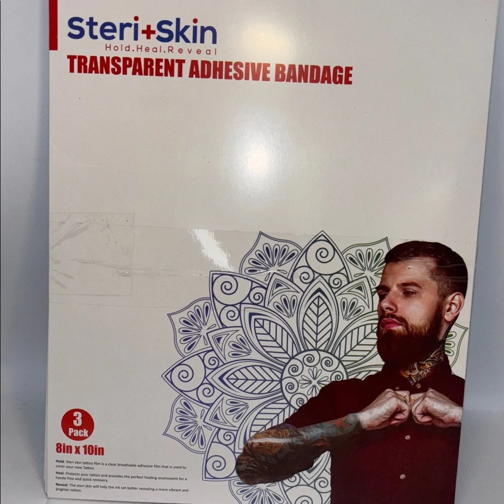 Steri+Skin Transparent Adhesive Bandage Tattoo Cover 3 Pack 8x10 NWT